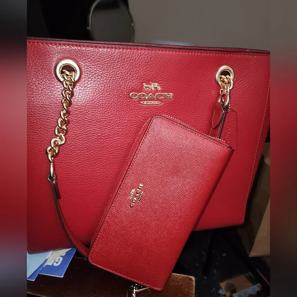 Coach | Bags | Coach Red Leather Tote And Wallet Set | Poshmark Coach | Bags | Coach Red Leather Tote And Wallet Set | Poshmark